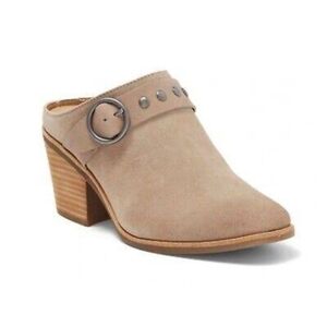 NEW Sofft Womens Comfort Leather Stone Taupe Heels Mules Clog shoes sz 10M